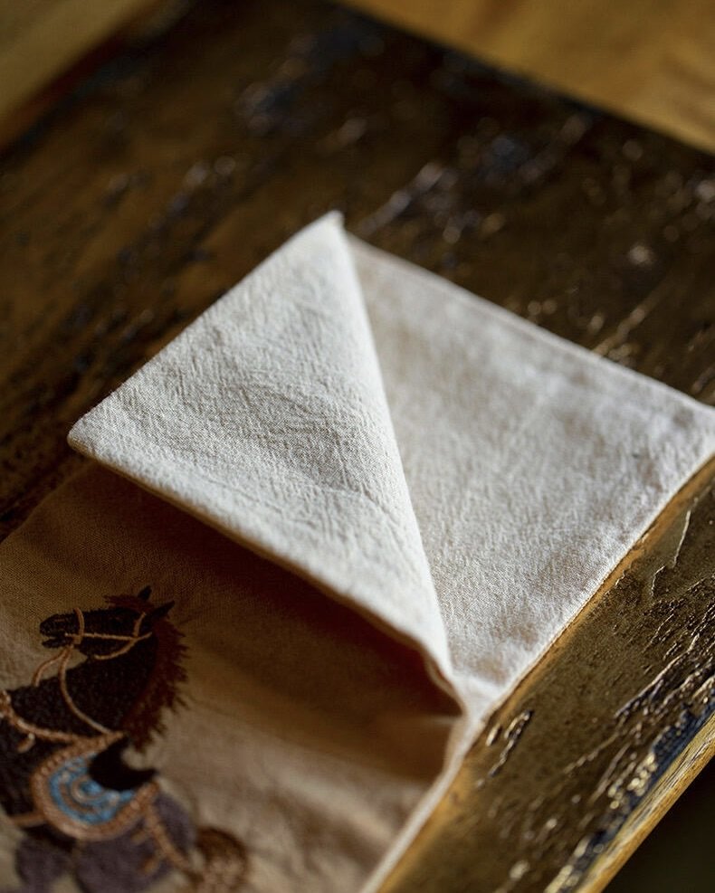 Handmade Embroidered Fabric Horse Year Tea Towel