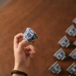 Handmade Hand-painted Hexagonal Qinghua Ceramic Flowers 40ml Tea Cup