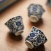 Handmade Hand-painted Hexagonal Qinghua Ceramic Flowers 40ml Tea Cup