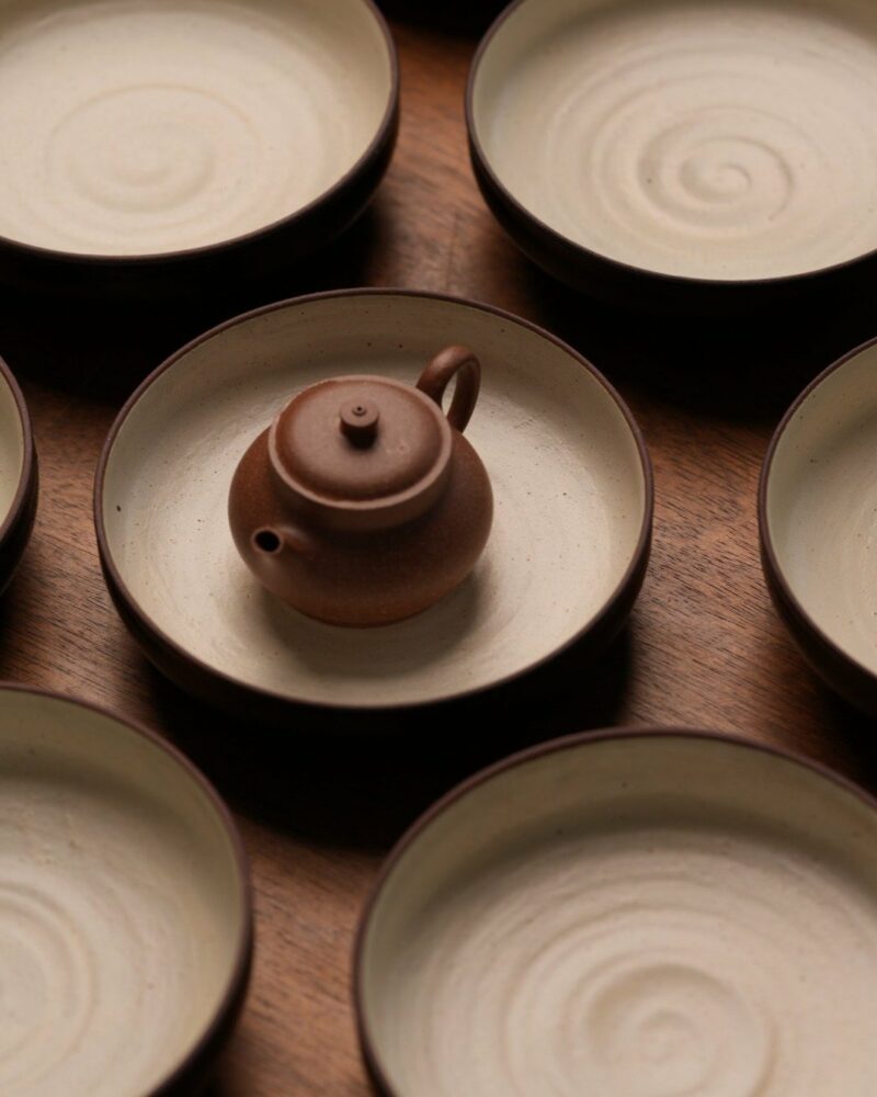 Handmade Powder Glaze Ceramic 14cm Diameter Tea Boat