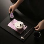 Handmade Traditional Lacquer Wood Purple Rain Tea Tray