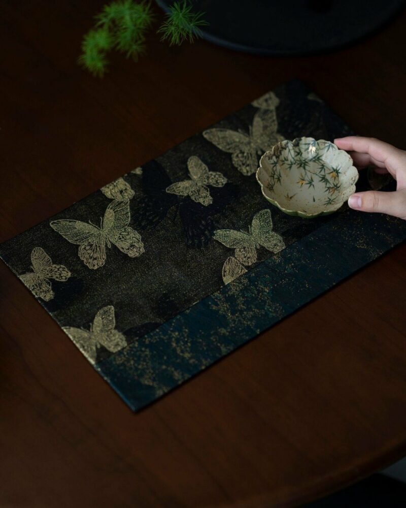 Chinese-Style-Brocade-Butterfly-Gold-Thread-Double-sided-Tea-Mat6 Chinese Style Brocade Butterfly & Gold Thread | Double-sided Tea Mat