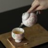 Hand-painted Ceramic Soft pink peony blossom 145ml Chinese Teapot Set