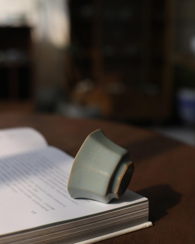 Handmade Celadon Ru Ware  Song Dynasty Style Octagonal 55ml Host Cup