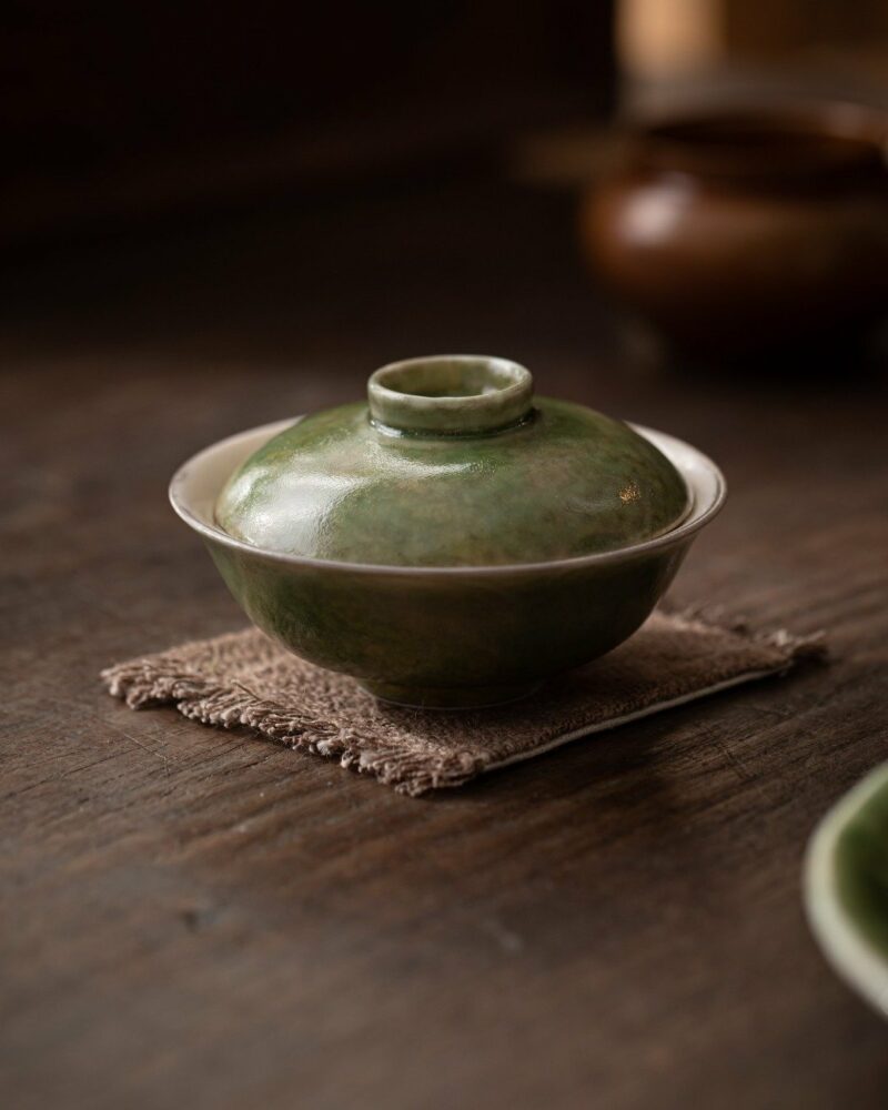 Handmade Gradient Glaze Ceramic Bamboo Green 100ml Gaiwan