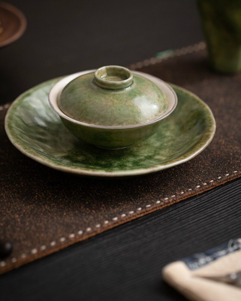 Handmade Gradient Glaze Ceramic Bamboo Green 100ml Gaiwan