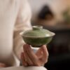 Handmade Gradient Glaze Ceramic Bamboo Green 100ml Gaiwan
