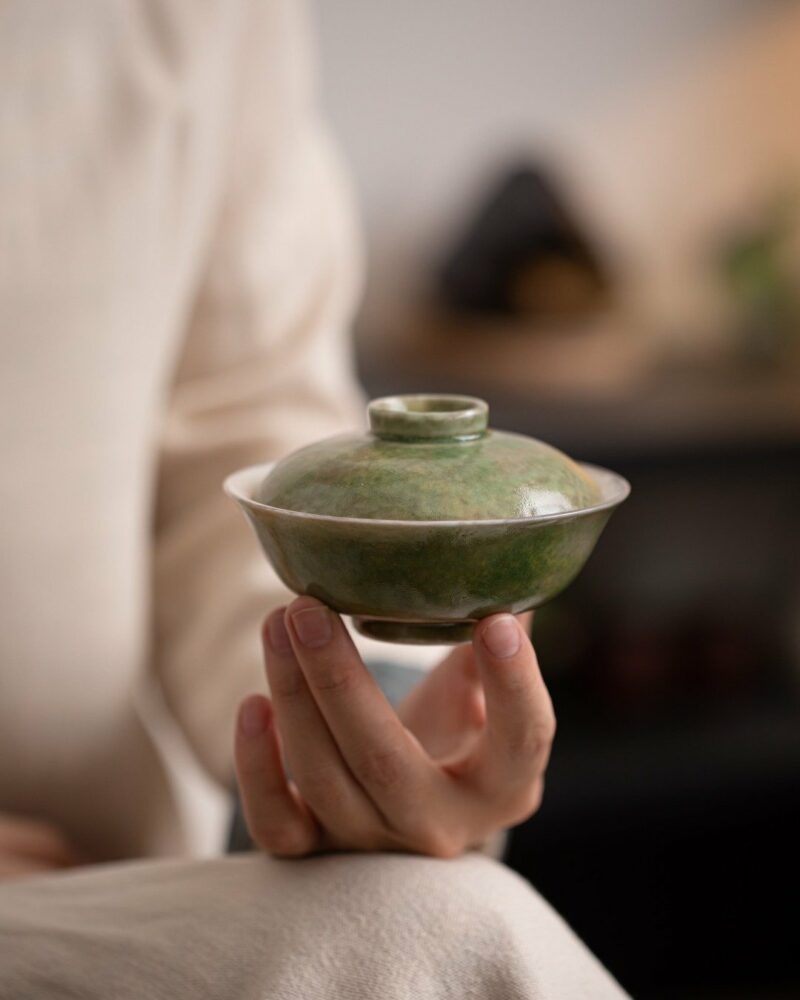 Handmade Gradient Glaze Ceramic Bamboo Green 100ml Gaiwan