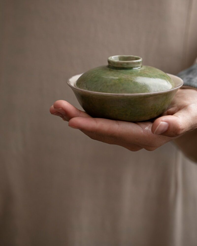 Handmade Gradient Glaze Ceramic Bamboo Green 100ml Gaiwan