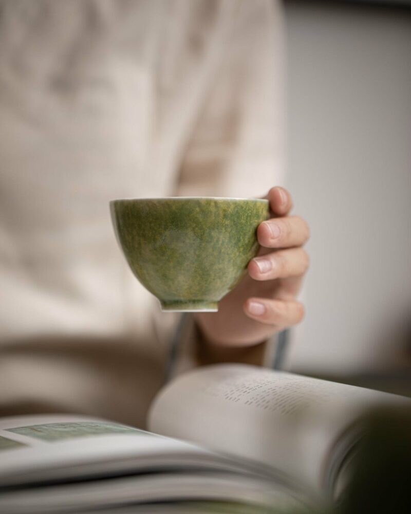 Handmade Gradient Glaze Ceramic Bamboo Green 100ml Gaiwan
