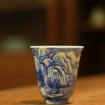 Handmade Hand-painted Ceramic Blue and White Landscape Snow Scene 80ml Host Cup