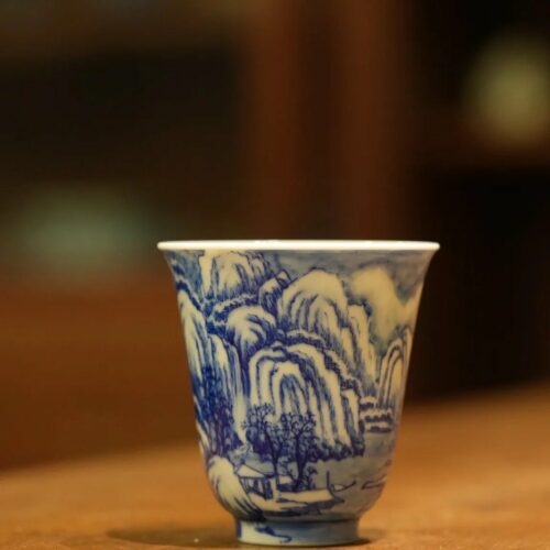 Handmade-Hand-painted-Ceramic-Blue-and-White-Landscape-Snow-Scene-80ml-Host-Cup1 Handmade Hand-painted Ceramic Blue and White Landscape Snow Scene 80ml Host Cup