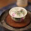 Handmade Hand-painted Fen Cai Ceramic Longevity Peach 50ml Gaiwan Set Pre Order Ship In 20 Days