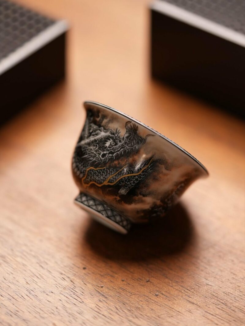 Handmade Hand-painted Ink Painting Ceramic Chinese Dragon 50ml Host Cup Pre Order Ship In 20 Days