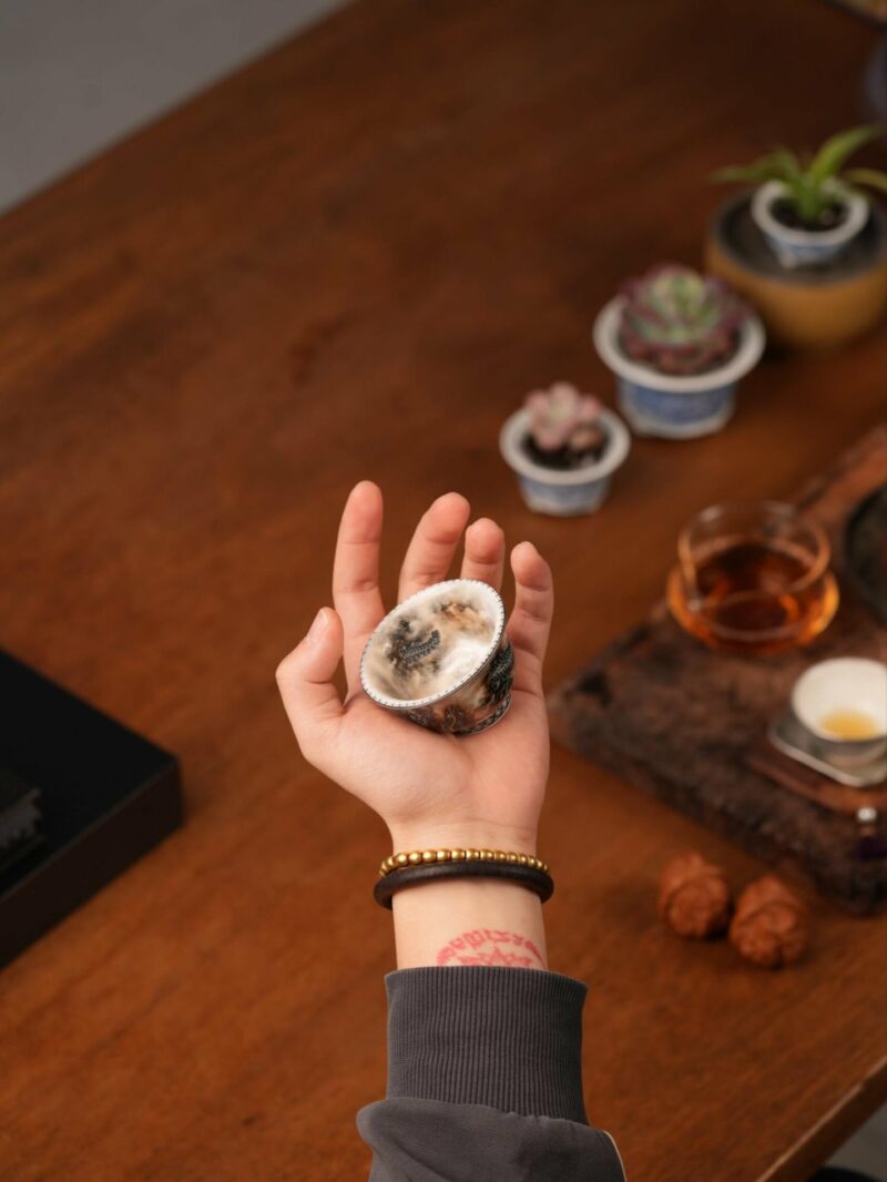 Handmade Hand-painted Ink Painting Ceramic Chinese Dragon 50ml Host Cup Pre Order Ship In 20 Days