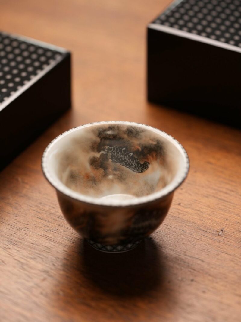 Handmade Hand-painted Ink Painting Ceramic Chinese Dragon 50ml Host Cup Pre Order Ship In 20 Days