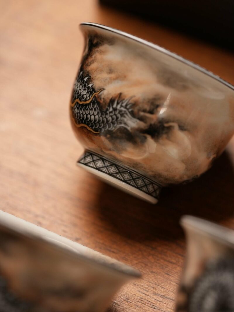 Handmade Hand-painted Ink Painting Ceramic Chinese Dragon 50ml Host Cup Pre Order Ship In 20 Days
