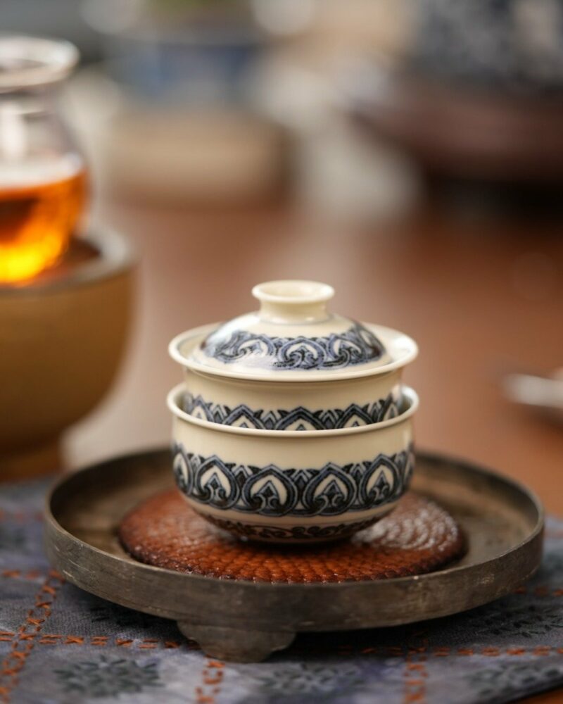 Handmade-Hand-painted-Porcelain-Blue-White-Baoxiang-Pattern-65ml-Gaiwan-Set-Pre-Order-Ship-In-20-Days4 Handmade Hand-painted Porcelain Blue & White Baoxiang Pattern 65ml Gaiwan Set Pre Order Ship In 20 Days