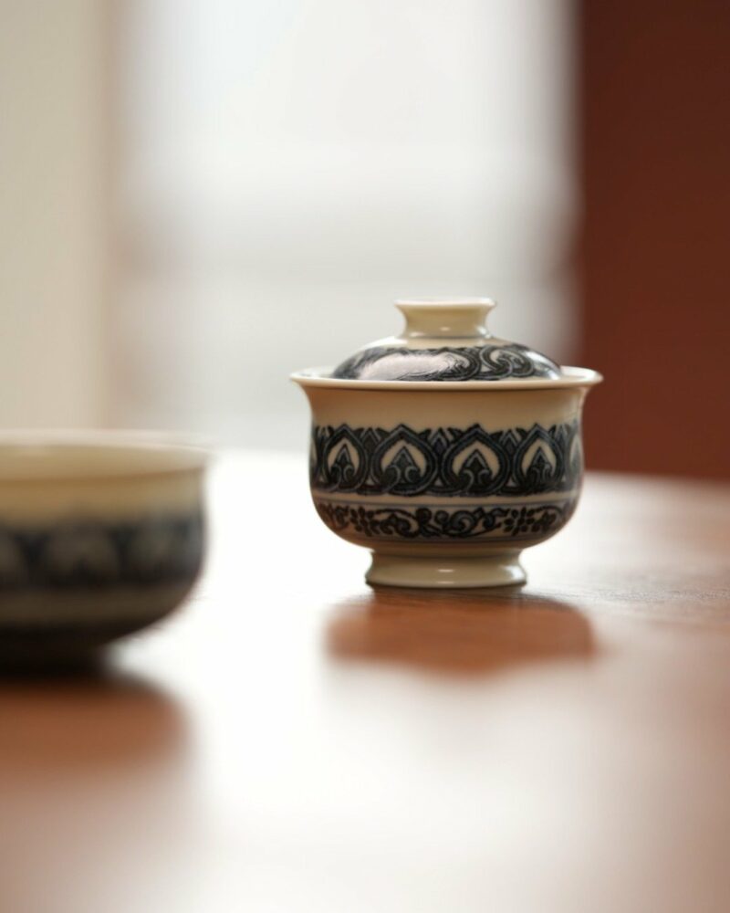 Handmade-Hand-painted-Porcelain-Blue-White-Baoxiang-Pattern-65ml-Gaiwan-Set-Pre-Order-Ship-In-20-Days5 Handmade Hand-painted Porcelain Blue & White Baoxiang Pattern 65ml Gaiwan Set Pre Order Ship In 20 Days