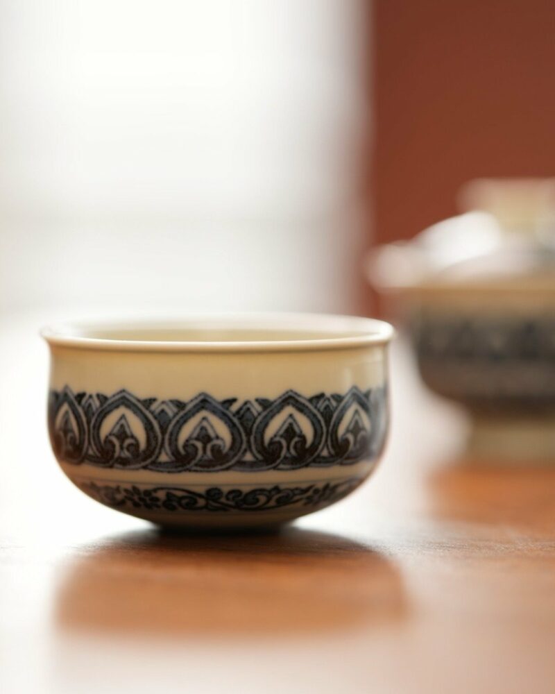 Handmade-Hand-painted-Porcelain-Blue-White-Baoxiang-Pattern-65ml-Gaiwan-Set-Pre-Order-Ship-In-20-Days6 Handmade Hand-painted Porcelain Blue & White Baoxiang Pattern 65ml Gaiwan Set Pre Order Ship In 20 Days