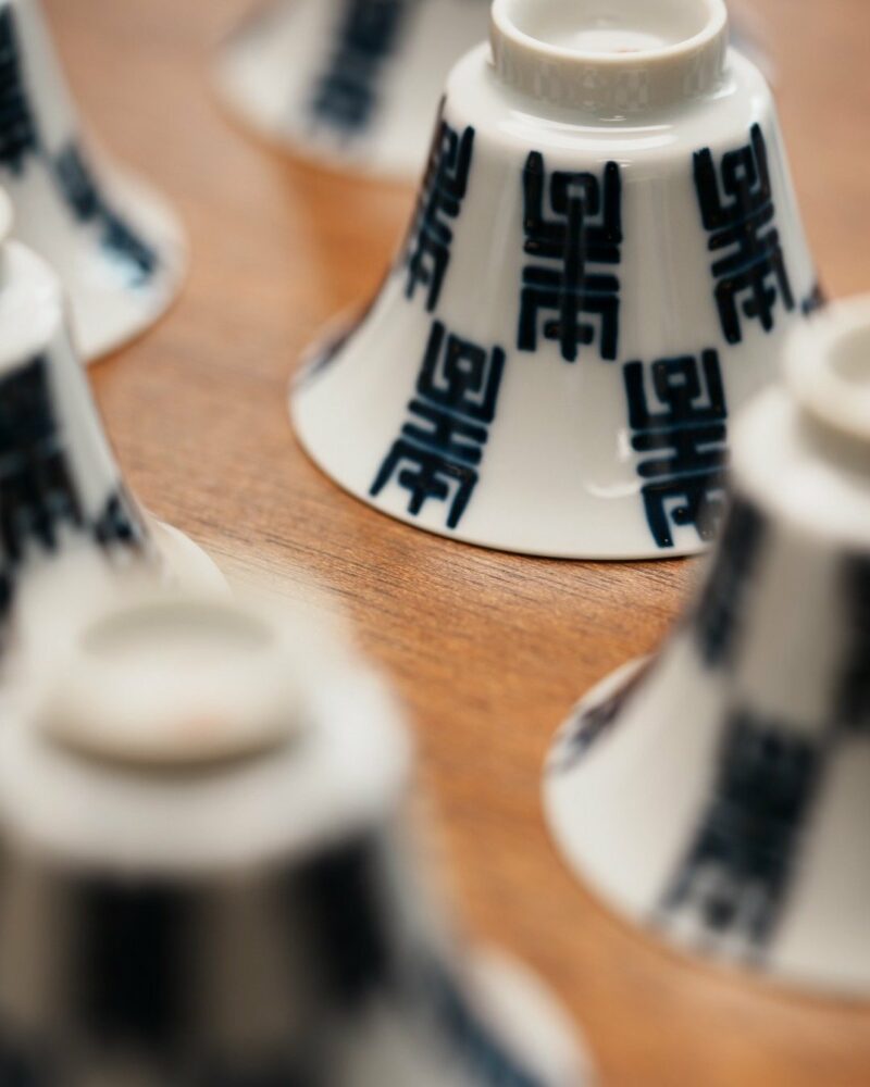 Handmade Hand-painted Porcelain Blue & White Shou Character Pattern 45ml Tea Cup