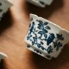 Handmade Hand-painted Porcelain Ming Blue & White Birds & Flowers Hexagonal 90ml Host Cup