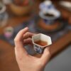 Handmade Hand-painted Qinghua Ceramic Four Seasons Hexagonal 40ml Tea Cup