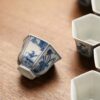 Handmade Hand-painted Qinghua Ceramic Four Seasons Hexagonal 40ml Tea Cup