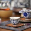 Handmade Hand-painted Qinghua Ceramic Four Seasons Hexagonal 40ml Tea Cup