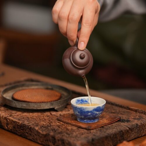 Handmade Hand-painted Qinghua Ceramic Landscape 50ml Host Cup