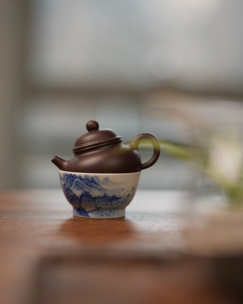 Handmade Hand-painted Qinghua Ceramic Landscape 50ml Host Cup