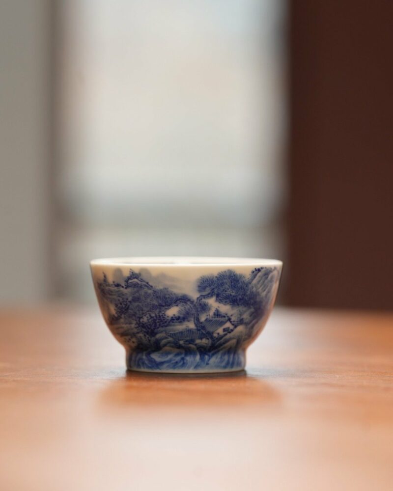Handmade Hand-painted Qinghua Ceramic Landscape 50ml Host Cup