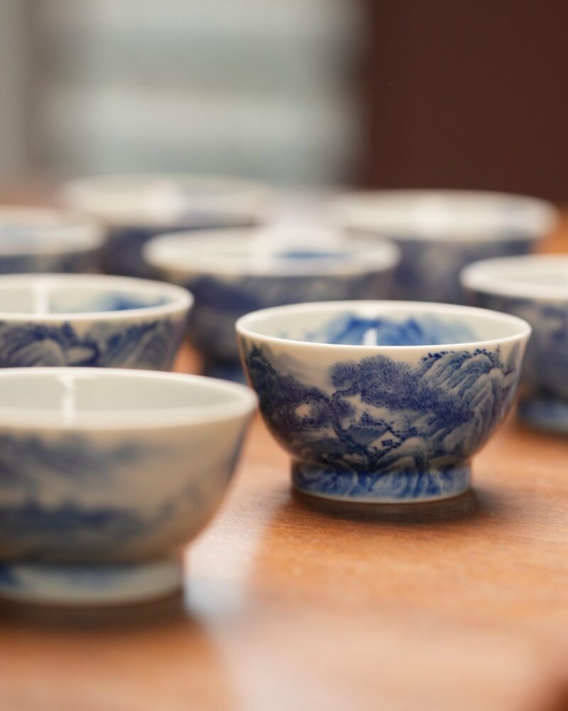 Handmade Hand-painted Qinghua Ceramic Landscape 50ml Host Cup