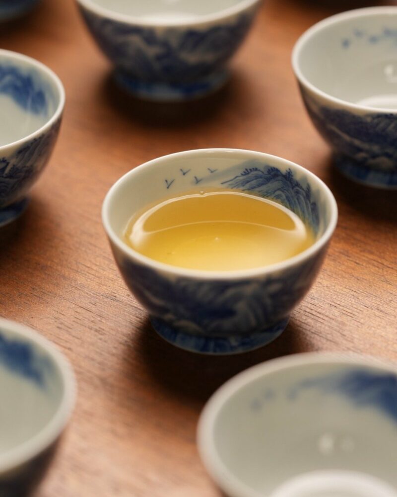 Handmade Hand-painted Qinghua Ceramic Landscape 50ml Host Cup