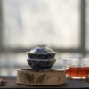 Handmade Hand-painted Qinghua Ceramic Landscape 60ml Gaiwan Set Pre Order Ship In 20 Days