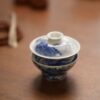 Handmade Hand-painted Qinghua Ceramic Landscape 60ml Gaiwan Set Pre Order Ship In 20 Days