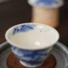 Handmade Hand-painted Qinghua Ceramic Landscape 60ml Gaiwan Set Pre Order Ship In 20 Days