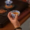 Handmade Hand-painted Qinghua Porcelain Four Flowers Four Fruits Octagonal 110cc Host Cup