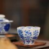 Handmade Hand-painted Qinghua Porcelain Four Flowers Four Fruits Octagonal 110cc Host Cup