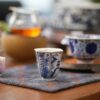 Handmade Hand-painted Underglaze decoration Porcelain Blue and White Landscape Hexagonal 50cc Tea Cup