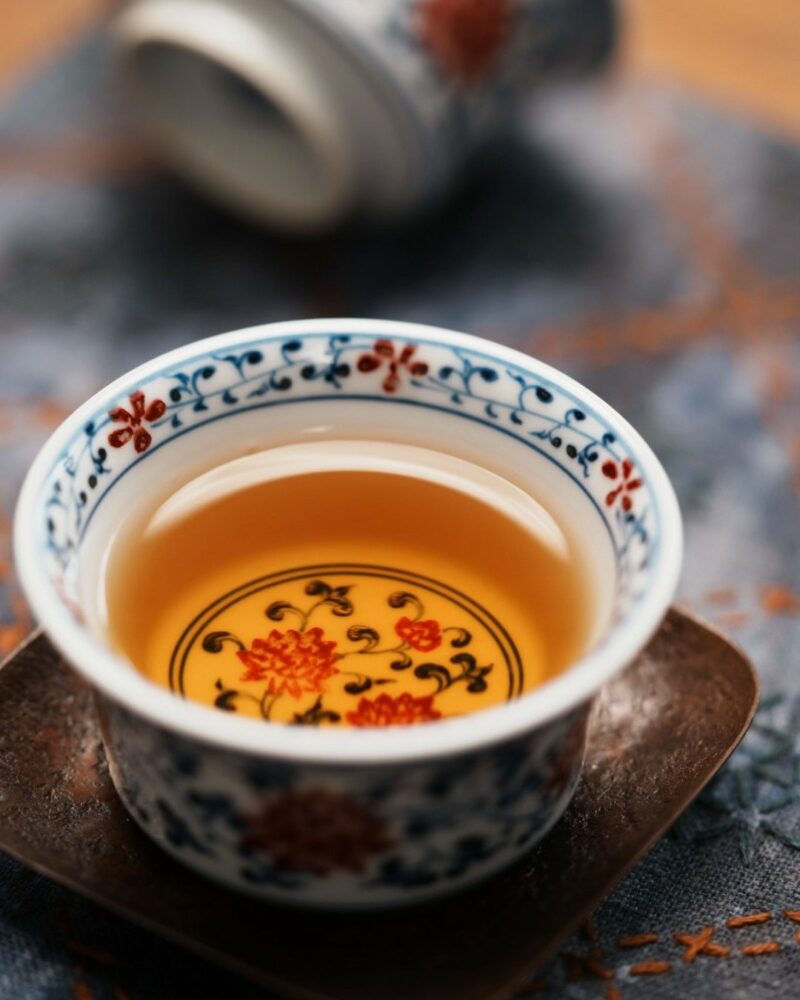 Handmade Underglaze Red Porcelain Blue and White Twined Lotus 60cc Host Cup