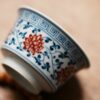 Handmade Underglaze Red Porcelain Blue and White Twined Lotus 60cc Host Cup