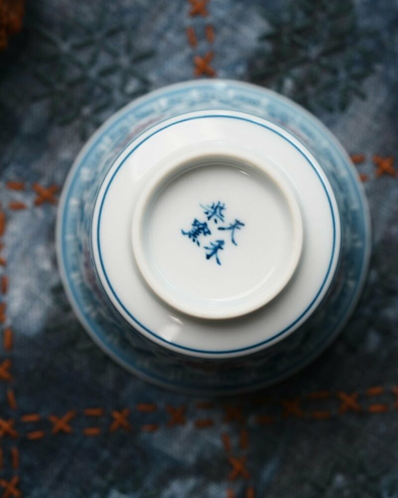 Handmade Underglaze Red Porcelain Blue and White Twined Lotus 60cc Host Cup