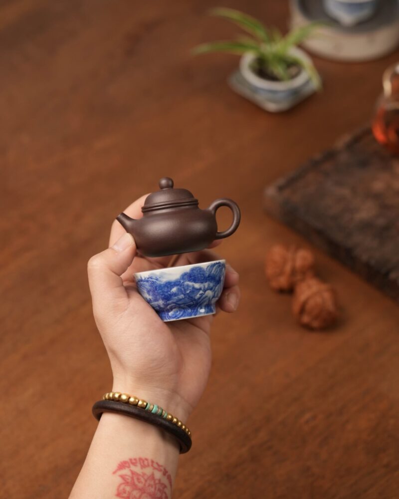 IMG_9085 Half Handmade Mini Zini Hexagonal Rong Tian 50ml Yixing Teapot