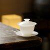 Minimalist Porcelain Ice Jade 130ml Gaiwan With Saucer