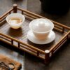 Minimalist Porcelain Ice Jade 130ml Gaiwan With Saucer