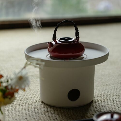 Minimalist White Clay Moon Serenity Charcoal Stove