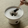 Minimalist White Clay Moon Serenity Charcoal Stove