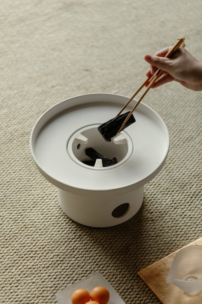 Minimalist White Clay Moon Serenity Charcoal Stove