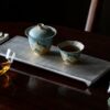 Hand-painted Artistic Chinese Style Ceramic Gardenia Blossom 170ml Gaiwan